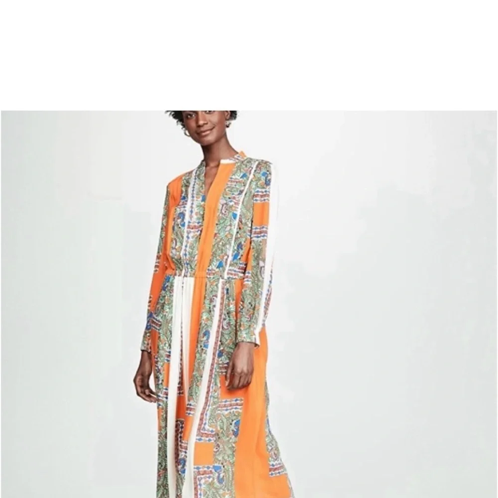 Orange Patterned Midi Dress - Picture 12 of 15